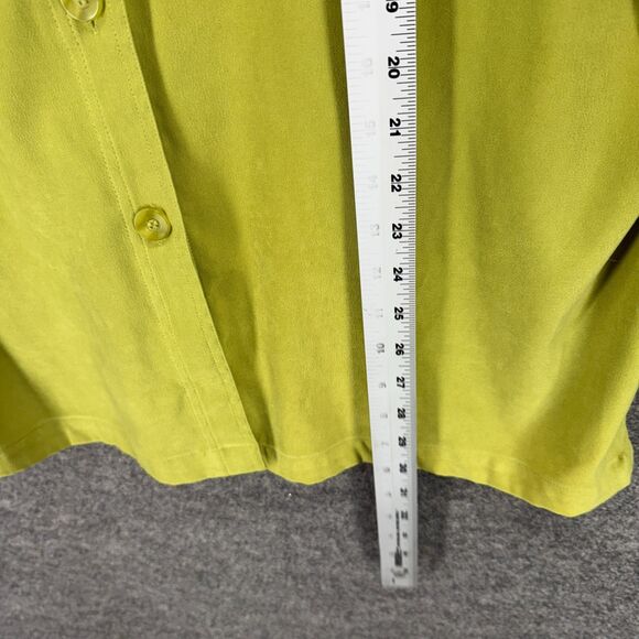 Classic Elements Shirt Women XL Green Button Up Collared Long Sleeve Pockets - Picture 5 of 6